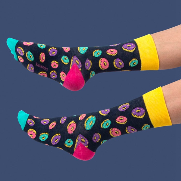 Delicious donut crew fashion socks navy