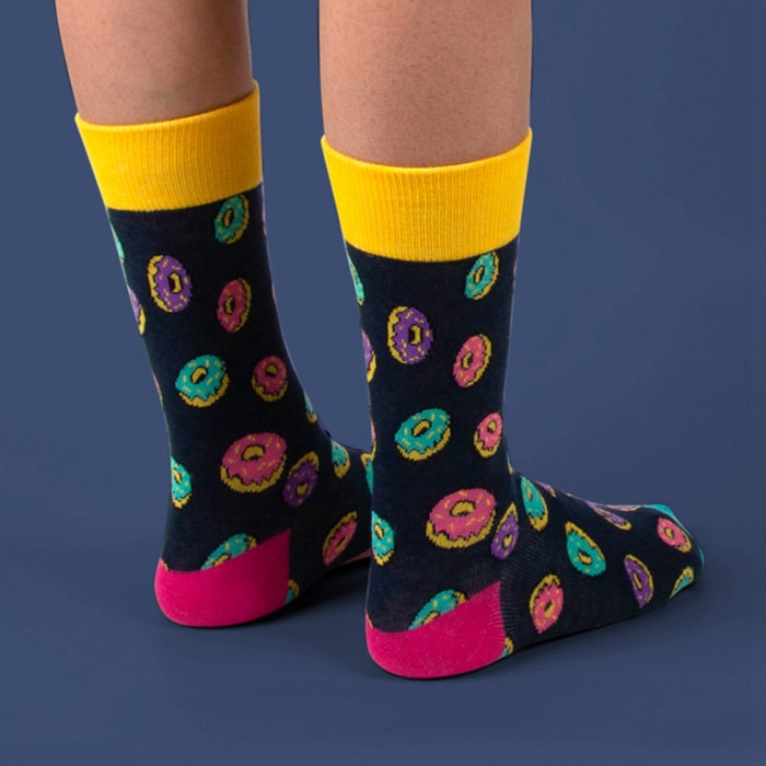 Delicious donut crew fashion socks navy