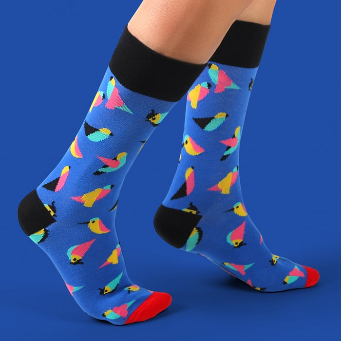 Colored bird socks for cotton