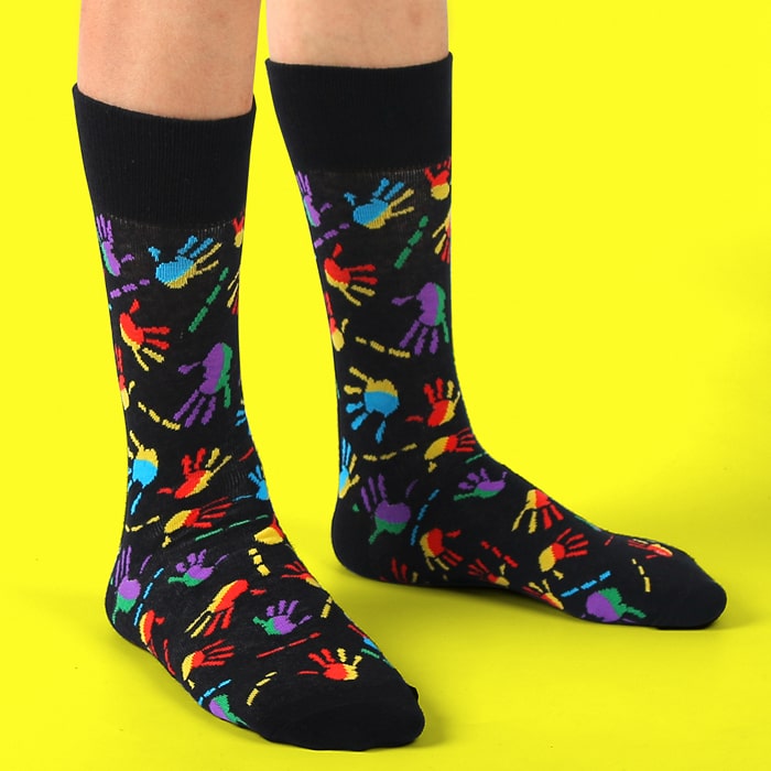 Cool palm pattern hip-hop combed cotton socks