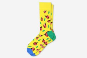 Cotton ladybug funky design socks yellow